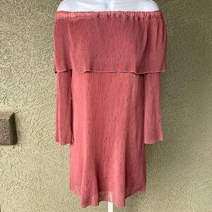 No.073 🌸 Layered with Love Off-the-Shoulder Pleated Blush Dress/Top 🌸